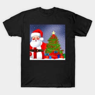 Santa and Christmas Tree T-Shirt